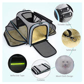 Cat dog travel carrier with reflective tape - main product view