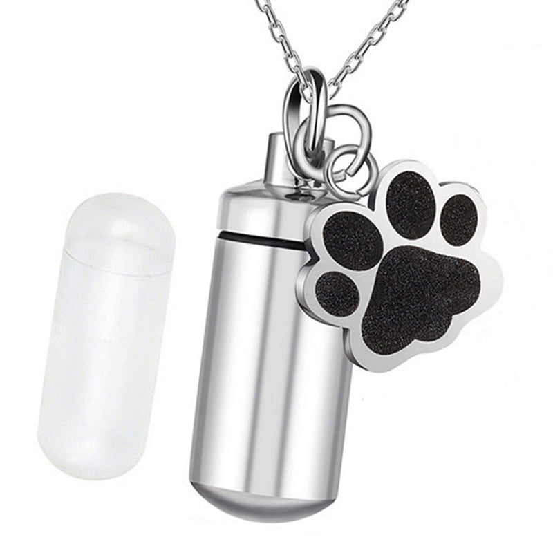 Titanium steel pet memorial pendant - cylindrical chamber closeup