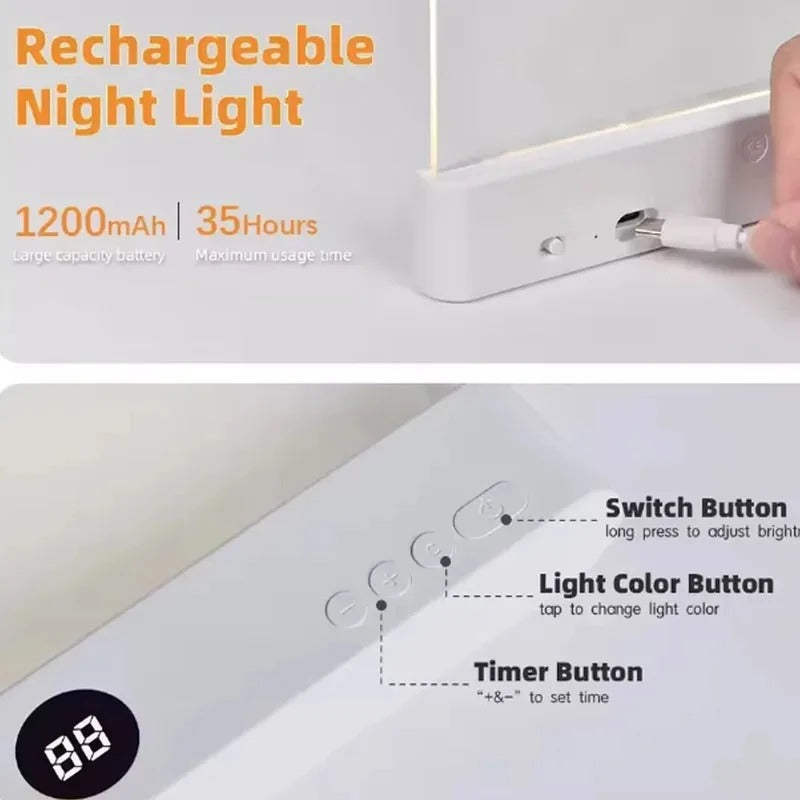 Flat panel LED reading light - portable size comparison