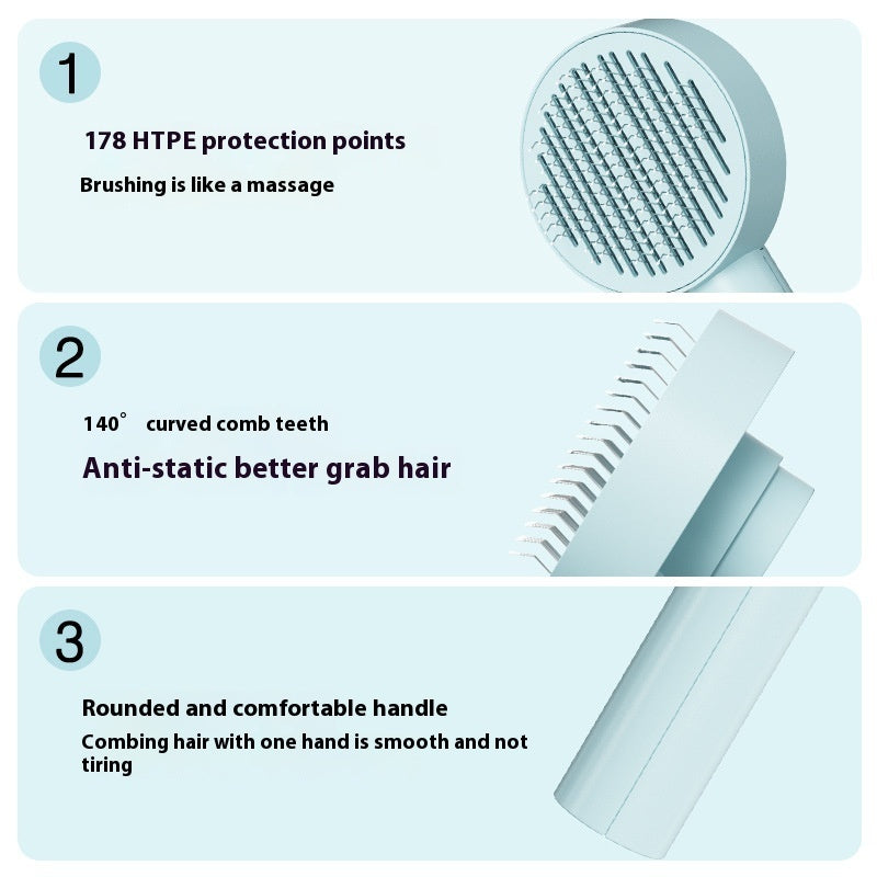 Pet needle comb hair remover brush - stainless steel bristles closeup