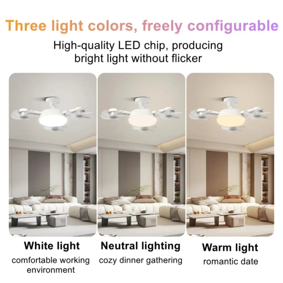 Ceiling fan light 2-in-1 E27 - LED light on, warm color temperature