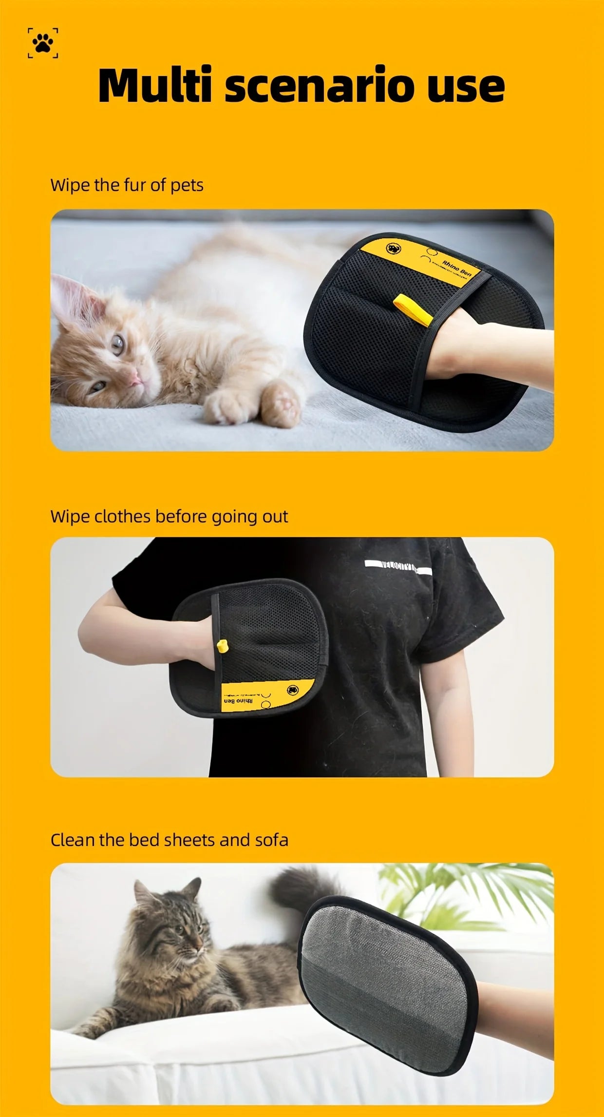 Upgrade Edition Large Pet Static Hair Removal Gloves
