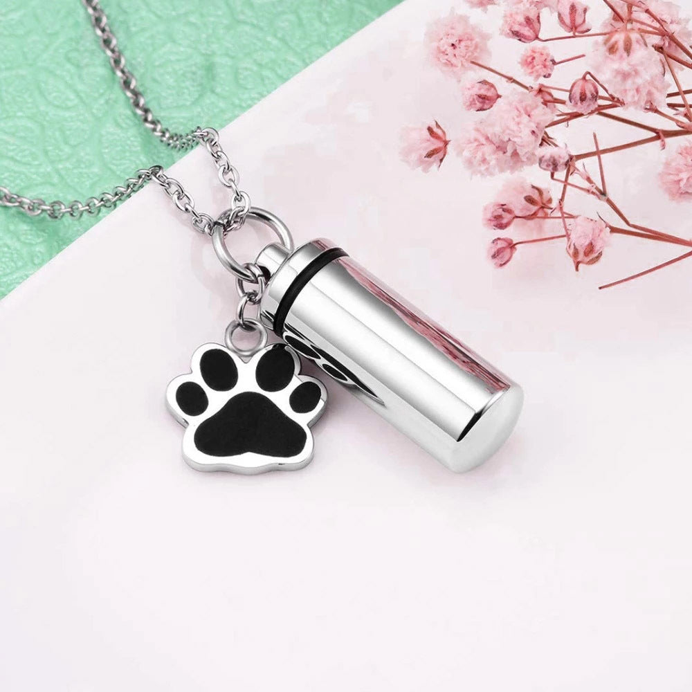 Titanium steel pet memorial pendant - worn on necklace chain